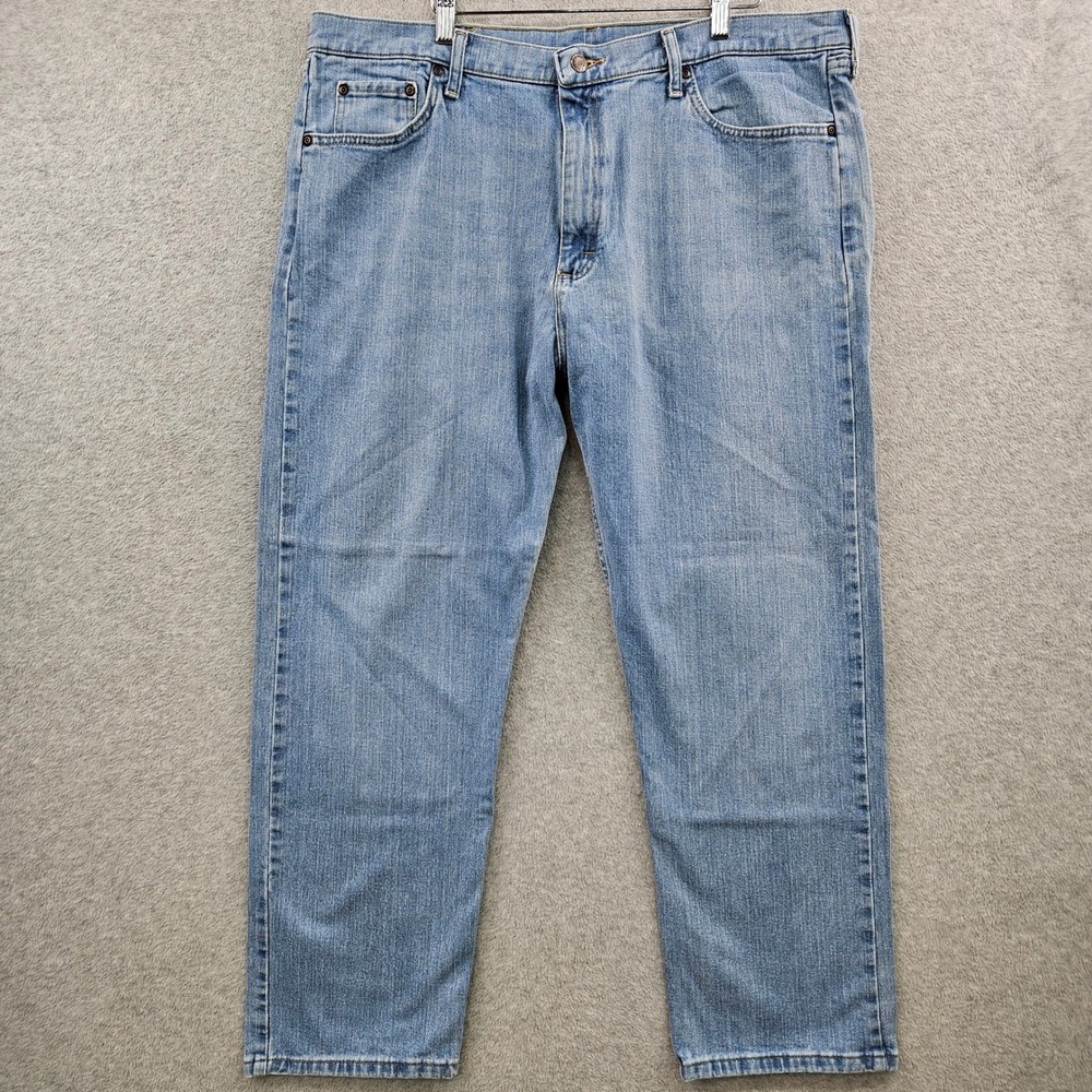 Heritage WRANGLER Workwear STRETCH Straight Dadcore Jeans Mens 40x30 Light Wash